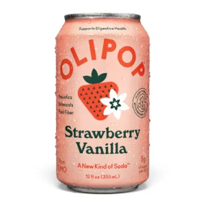 OLIPOP Prebiotic Soda Strawberry Vanilla 12 fl oz Refrigerated